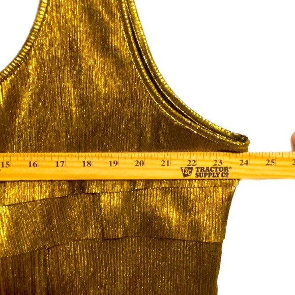 Retro Glam Gold Sleeveless Shirt Blouse 22/24 Mobwife Tiered Ruffled Scoop Neck - Picture 8 of 10